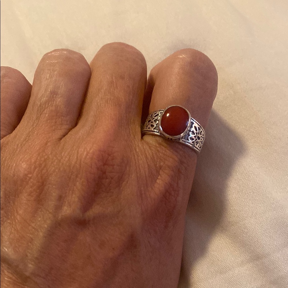 Silpada sterling Silver Ring with Red Stone